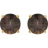 14K Yellow 8 mm Natural Smoky Quartz Stud Earrings